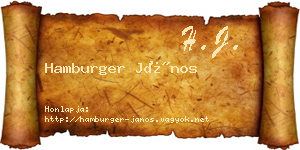 Hamburger János névjegykártya
